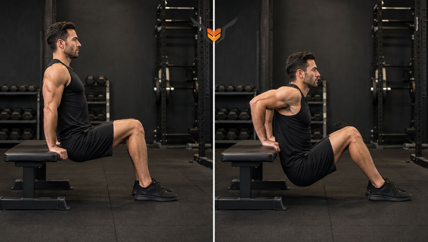 Dips sur banc, exercice pour les triceps